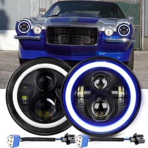 Par de faros LED redondos de 7 pulgadas azul alto/bajo DRL para Chevy Camaro Z28 1967-1981 - Imagen 1 de 11