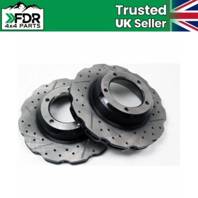 Front Vented Brake Discs Drilled-Grooved-Wavy for Land Rover Discovery 1 Pair - Image 1 of 4
