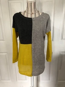 Shein Women' Size Large Long Sleeve Block Gray Lime Light Sweater A-5 - Picture 1 of 9