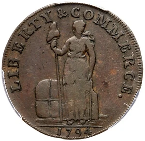 1794 F-2 R-7 PCGS VF 35 Plain Edge New York Talbot Allum & Lee Token Copper Coin - Picture 1 of 3