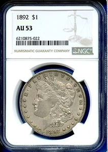 1892 P NGC AU53 Morgan Silver Dollar $1 US Mint Rare Key Date Coin 1892-P AU-53 - Picture 1 of 3