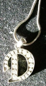 New Initial Impact European Crystal Initial Pendant "D" with 17" Cobra Chain - Picture 1 of 2