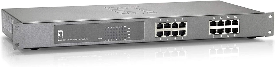 Ethernet Switch LevelOne GEP-1621 16-Port Gigabit PoE-Plus Switch 120W - Bild 1 von 4