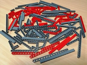 LEGO TECHNIC 100 Stück Liftarme rot dunkelgrau / Lochstangen Technik Konvolut - Bild 1 von 6