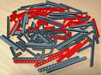 LEGO TECHNIC 100 Stück Liftarme rot dunkelgrau / Lochstangen Technik Konvolut - Bild 1 von 4