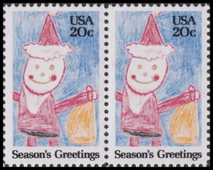 US 2108 Season's Greetings Santa Claus 20c horz pair MNH 1984 - Picture 1 of 1