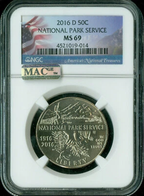 2016 D NATIONAL PARKS HALF DOLLAR NGC MS69 2ND RAREST IN SERIES MAC SPOTLESS . - Image 1 of 2