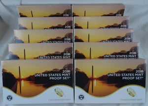 (10) 2016-S US Mint Proof Sets Box & COA OGP 130 Coins Wholesale Lot - Picture 1 of 5