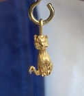 14K Żółte złoto Diament Cięcie Wisiorek dla kota .97g Drobna biżuteria Charm dla kotka