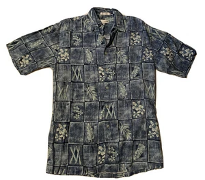 Pierre Cardin Button Up Shirt Men Size Small Floral Blues Hawaiian Aloha EUC - Picture 1 of 12