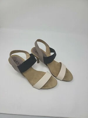 Anyi Lu размер 6,5 США черный серый белый каблук слинга назад сандалии обувь для женщин - Изображение 1 из 4