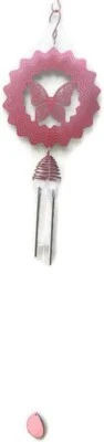 Pink Butterfly Spectrum Spinner Windchime 36 Inch - Image 1 of 3