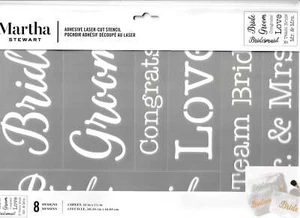 Martha Stewart Crafts Adhesive Laser-Cut Stencil 6 Designs Wedding Phrases - Picture 1 of 2