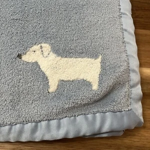 Carter’s Blue Plush Baby Blanket With White Dog - Picture 1 of 5