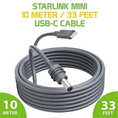 Cellet 10-Meter / 33-Feet USB-C to DC Power Cable Compatible with Starlink mini - Image 1 of 4