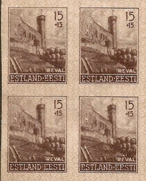 Segunda Guerra Mundial Alemania nazi ocupación de Estonia castillo de Tallin bloque de 4 estampillas como nuevas 1943 Foto 1 de 1