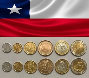 CHILE - Juego completo de 6 monedas (peso, pesos) 2008 - 2012 - UNC - Imagen 1 de 2
