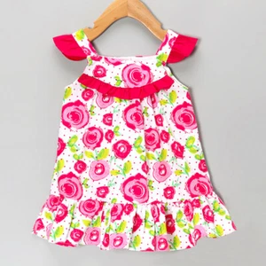 NEW LILYBIRD GIRL'S FLORAL SLEEVELESS DRESS PINK WHITE GREEN - Picture 1 of 2