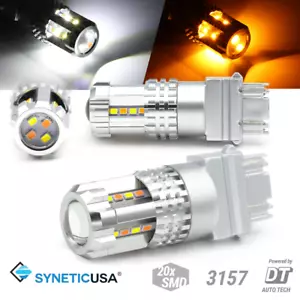 SYNETICUSA 3157 LED Switchback Light Bulbs Turn Signal DRL Parking White/Amber - Bild 1 von 7