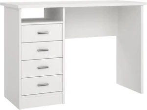 New- 4-Drawer Desk, Modern White Office Writing Desk with Storage, Compact - Picture 1 of 5