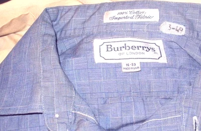 VINTAGE BURBERRY LONDON LT BLUE  DRESS SHIRT MENS SIZE 16-33 - Image 1 of 4