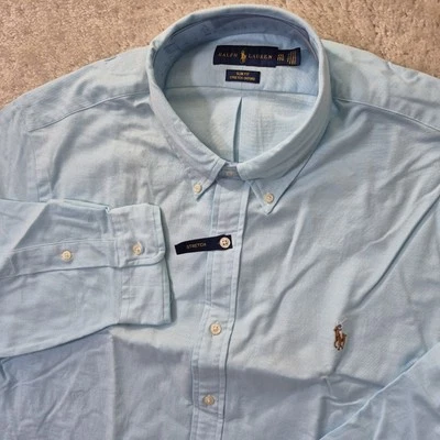 Polo Ralph Lauren Stretch Oxford Shirt Blue Mens 2XL Slim Button Down Academia - Image 1 of 4