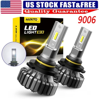 2PCS 6500K White LED Xenon 9006 Headlight Bulbs HI/LO Beam 40000LM 5 Brighter - Image 1 of 4