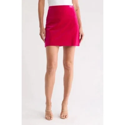 Theory Cotton Blend Magenta Hot Pink Stretch Velvet Mini Skirt • Size 2 - Image 1 of 4