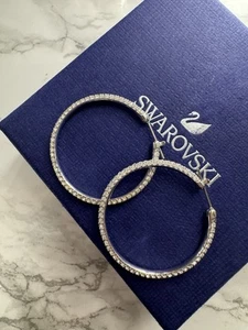 Swarovski Stone Kreolen Pavé weiss silber rhodiniert - Bild 1 von 4