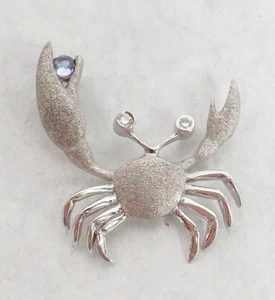 RARE PLATINUM DIAMOND EYES CRAB CHARM / PENDANT - Picture 1 of 4