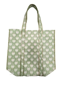 Indisch grün Blumendruck Stepp Schultertasche Damen Strand Baumwolle Handtasche USA - Bild 1 von 7