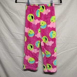 Girls Size S Small 6 Pink Plush Emoji Face Elastic Band Pajama Bottom Pants - Picture 1 of 16