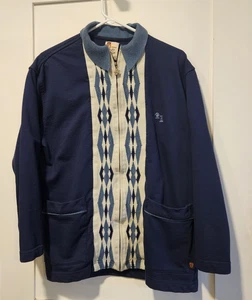 Vintage JNCO Sweater Mens Small Blue Argyle Full Zip Cardigan Made USA 90s - Picture 1 of 12