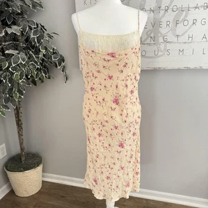 Victoria's Secret Hugo Buscati Vintage Floral Milkmaid Dress Size 12 Cream Pink - Picture 1 of 14