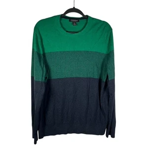 Banana Republic Luxus Mischung Pullover Herren Large Grün Marineblau Seide Baumwolle - Bild 1 von 13