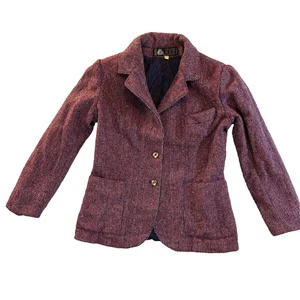 Vintage Wool Tweed Blazer SB II by Bitterman Women's 13/14 (M) Purple 100% Wool - Picture 1 of 14