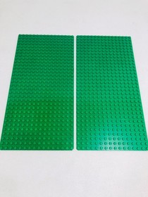 Lego Vintage Green Thin Base Plates 16X32 Lot Of 2 #6080 #375 Some Color Fade
