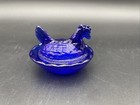 Cobalt Blue Glass Mini Hen On Nest Chicken Salt Dish HON