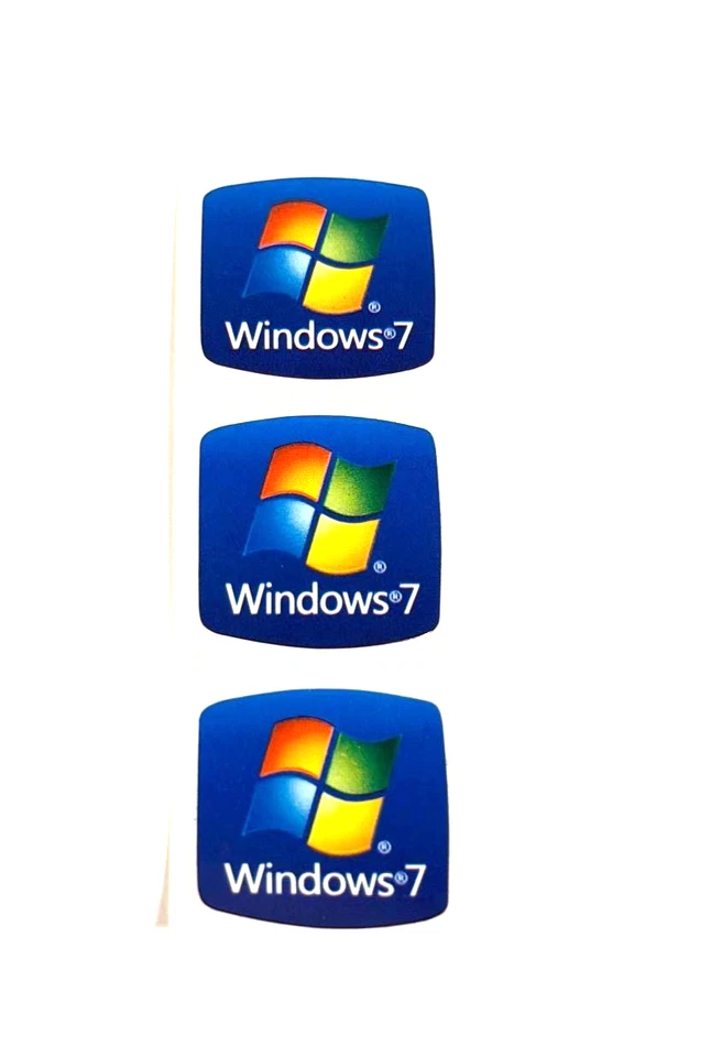 3 x Windows  7 Operating System OS Laptop/PC Sticker Badge Decal  18mm x 18mm - Image 1 of 1