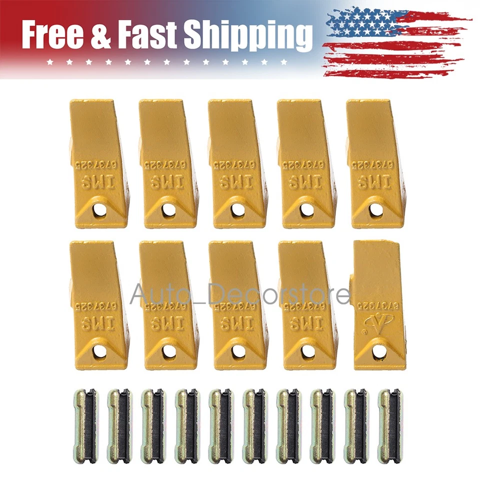 10Pcs 6737325 Bucket Teeth with 6737326 Flexpins for Bobcat Style Mini Excavator - Image 1 of 4