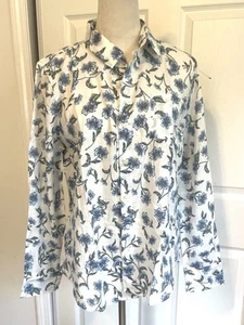 J CREW Floral Button up Blouse Long Sleeve| NWT | Women Size Large | White - Imagen 1 de 11