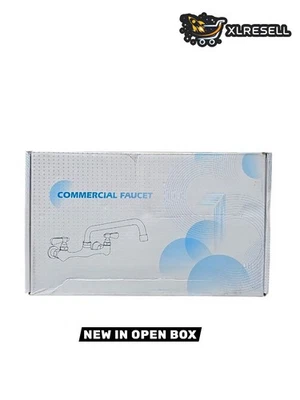 Grifo de cocina de montaje en pared de 2 manijas Bwe A-94253, caño giratorio de 8", cromo pulido Foto 1 de 4