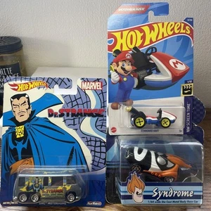 Hot Wheels 3-car set Doctor Strange Mario Kart Syndrome / The Incredibles - Picture 1 of 4