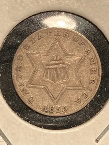 Original 1855 Three Cent Silver Choice VF/XF Great Eye Appeal Nice Strike - HTF - Picture 1 of 2
