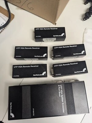 Startech 8 PORT UTP VGA splitter extender with 5 receivers - Image 1 of 4