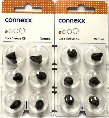 2 Packs of Connexx XS Vented Click Sleeves. 12 Total. Fits Signia, Silk, Rexton. - Image 1 of 2