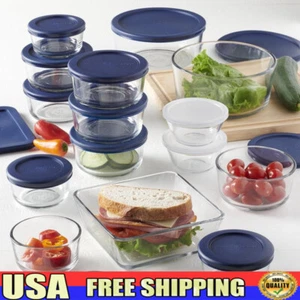 30 Piece Clear Glass Food Storage Containers W/ Airtight Lids Ideal Kitchen New - Picture 1 of 4