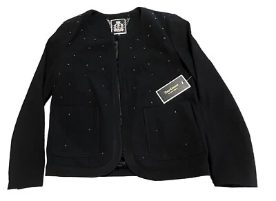 Juice Couture Womens Suit Jacket Blazer Black Geometric Open Front Studded XS - Image 1 of 4