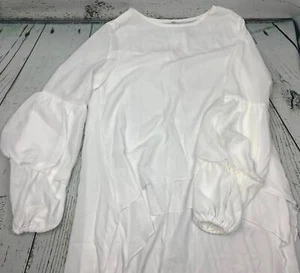 Womens Lantern Long Sleeve Round Neck High Low Asymmetrical - Picture 1 of 3