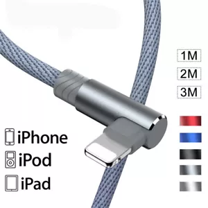 1M 2M 3M Plomo para Apple iPhone iPad 90° Codo USB Datos Carga Rápida Cable Cargador - Imagen 1 de 15